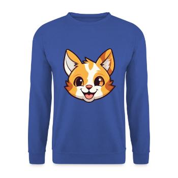 Pixie Bob Katze Cartoon Aquarell Illustration - Unisex Pullover - Royalblau - Vorne - Alina (178cm) & Michal (187cm)