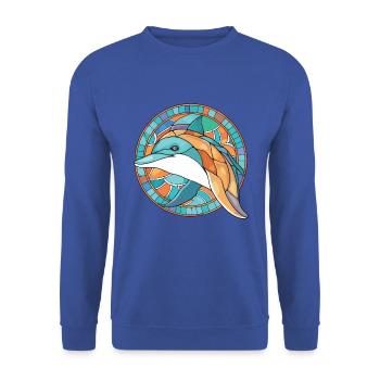 Delfin buntes Aquarell Tier Illustration - Unisex Pullover - Royalblau - Vorne - Alina (178cm) & Michal (187cm)