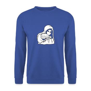 Gangster Gang Bösewicht Straßenbande Streetgang - Unisex Pullover - Royalblau - Vorne - Alina (178cm) & Michal (187cm)