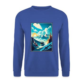 Laax Schweiz Vintage Reiseposter Souvenir - Unisex Pullover - Royalblau - Vorne - Alina (178cm) & Michal (187cm)