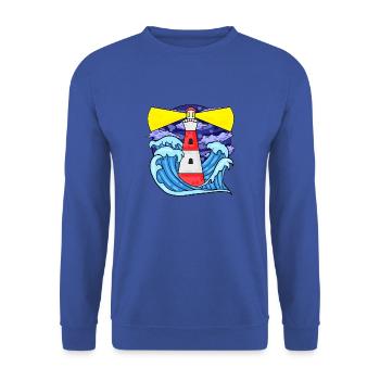 Lighthouse with waves North Sea Baltic Sea gift - Unisex Sweatshirt - royal blue - Front - Alina (178cm) & Michal (187cm)
