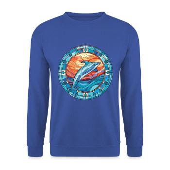 Delfin buntes Aquarell Tier Illustration - Unisex Pullover - Royalblau - Vorne - Alina (178cm) & Michal (187cm)