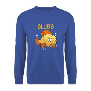 Blubb Goldfisch Süßer Fisch Aquarium Fischchen - Unisex Pullover - Royalblau - Vorne - Alina (178cm) & Michal (187cm)