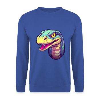 Anakonda Buntes Aquarell Cartoon Kawaii Tier - Unisex Pullover - Royalblau - Vorne - Alina (178cm) & Michal (187cm)