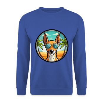Podenco Ibizenco Hunderasse Cartoon Sonnenbrille Strand - Unisex Pullover - Royalblau - Vorne - Alina (178cm) & Michal (187cm)