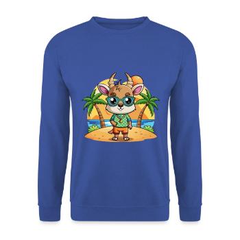 Antelope Funny Cartoon Summer Beach Sunglasses - Unisex Sweatshirt - royal blue - Front - Alina (178cm) & Michal (187cm)