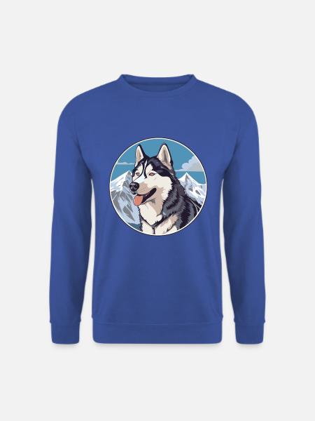 Husky Hunderasse Cartoon Kawaii Aquarell - Unisex Pullover - Royalblau