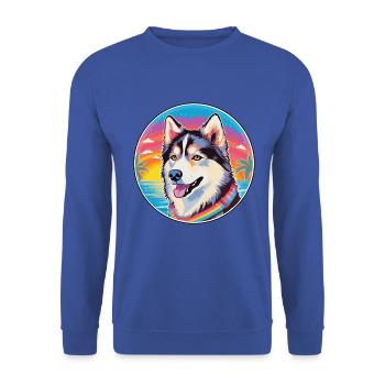 Seppala Sibirischer Schlittenhund Hunderasse Buntes Cartoo - Unisex Pullover - Royalblau - Vorne - Alina (178cm) & Michal (187cm)