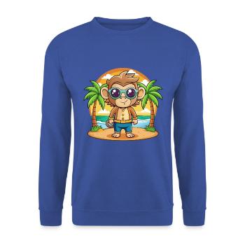 Affe Lustige Cartoon Sommer Strand Sonnenbrille - Unisex Pullover - Royalblau - Vorne - Alina (178cm) & Michal (187cm)