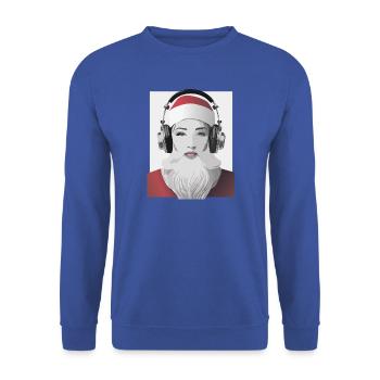 Weihnachtliche Beats - Frau im Weihnachtsmann-Look - Unisex Pullover - Royalblau - Vorne - Alina (178cm) & Michal (187cm)