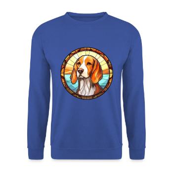 Poitevin Hund Rasse Buntes Glas Bunt Wa - Unisex Pullover - Royalblau - Vorne - Alina (178cm) & Michal (187cm)
