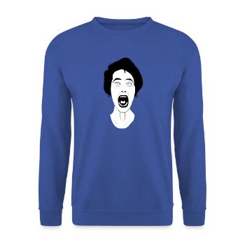 Schreiende Frau - Unisex Pullover - Royalblau - Vorne - Alina (178cm) & Michal (187cm)