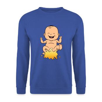 Baby Pee Pinkeln Pissen Lustig - Unisex Pullover - Royalblau - Vorne - Alina (178cm) & Michal (187cm)