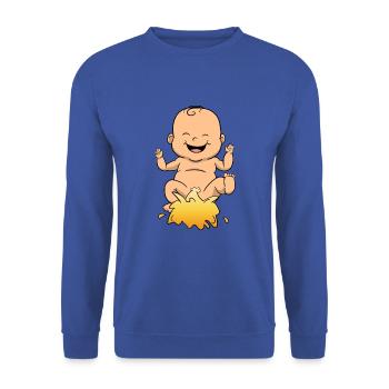 Baby Pee Pinkeln Pissen Lustig - Unisex Pullover - Royalblau - Vorne - Alina (178cm) & Michal (187cm)
