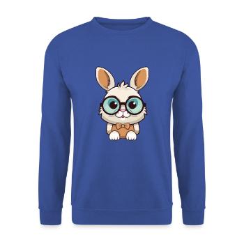Hase trägt Brille Cartoon Kawaii Illustration - Unisex Pullover - Royalblau - Vorne - Alina (178cm) & Michal (187cm)