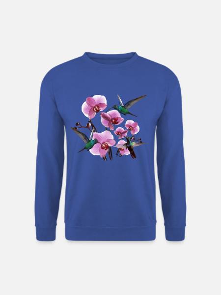 Kolibris mit Orchideen pink grün - Unisex Pullover - Royalblau