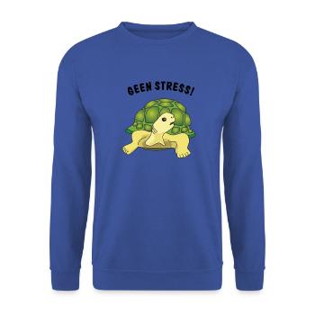 geen stress - Unisex Pullover - Royalblau - Vorne - Alina (178cm) & Michal (187cm)