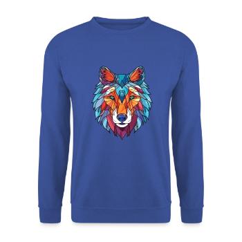 Wolf buntes Aquarell Tier Haustier Illustration - Unisex Pullover - Royalblau - Vorne - Alina (178cm) & Michal (187cm)