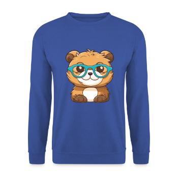 Otter trägt Brille Karikatur Kawaii Illustration - Unisex Pullover - Royalblau - Vorne - Alina (178cm) & Michal (187cm)