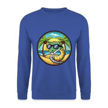 Schlange Lustige Cartoon Sommer Strand Sonnenbrille Cool - Unisex Pullover - Royalblau - Vorne - Alina (178cm) & Michal (187cm)