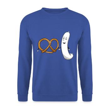 Pretzel Weißwurst Bretzel Bayrisch Essen - Unisex Pullover - Royalblau - Vorne - Alina (178cm) & Michal (187cm)