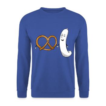 Pretzel Weißwurst Bretzel Bayrisch Essen - Unisex Pullover - Royalblau - Vorne - Alina (178cm) & Michal (187cm)