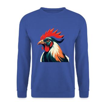 Huhn Cartoon Figur Buntes Haustier Tier - Unisex Pullover - Royalblau - Vorne - Alina (178cm) & Michal (187cm)