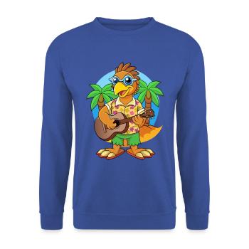 Lustige Falke Cartoon Sommer Strand Sonnenbrille Gitarre - Unisex Pullover - Royalblau - Vorne - Alina (178cm) & Michal (187cm)