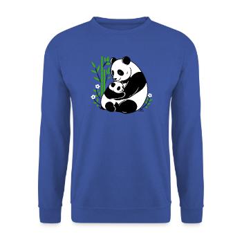 Panda Zärtlichkeit - Unisex Pullover - Royalblau - Vorne - Alina (178cm) & Michal (187cm)
