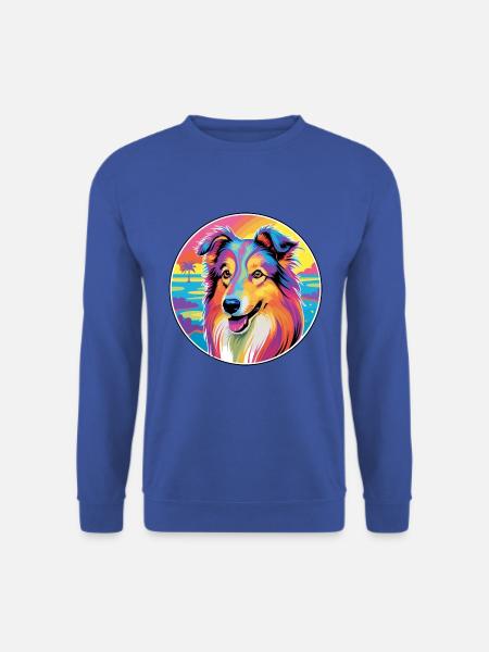 Rauer Collie Hund Rasse Bunte Karikatur Aquarell - Unisex Pullover - Royalblau