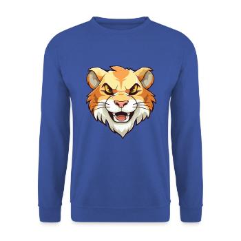 Liger Hybrid-Löwe Tiger Katze Karikatur Aquarell Kunst - Unisex Pullover - Royalblau - Vorne - Alina (178cm) & Michal (187cm)
