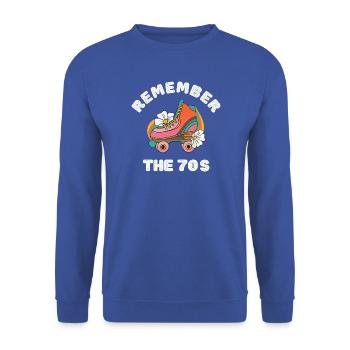 ERINNERN SIE SICH AN DIE 70ER JAHRE - Unisex Pullover - Royalblau - Vorne - Alina (178cm) & Michal (187cm)