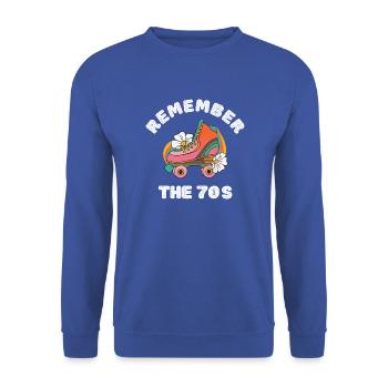 ERINNERN SIE SICH AN DIE 70ER JAHRE - Unisex Pullover - Royalblau - Vorne - Alina (178cm) & Michal (187cm)