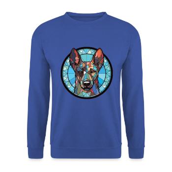 Holländischer Schäferhund Rasse Aquarell Illustration - Unisex Pullover - Royalblau - Vorne - Alina (178cm) & Michal (187cm)