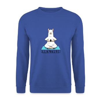 Llama Yoga - Unisex Pullover - Royalblau - Vorne - Alina (178cm) & Michal (187cm)
