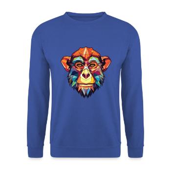 Affe buntes Aquarell Tier Haustier Illustration - Unisex Pullover - Royalblau - Vorne - Alina (178cm) & Michal (187cm)