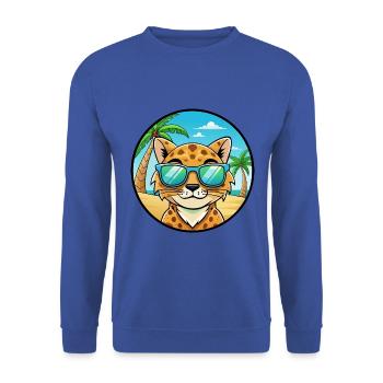 Australische gefleckte Nebelkatzenrasse Cartoon Beach - Unisex Pullover - Royalblau - Vorne - Alina (178cm) & Michal (187cm)
