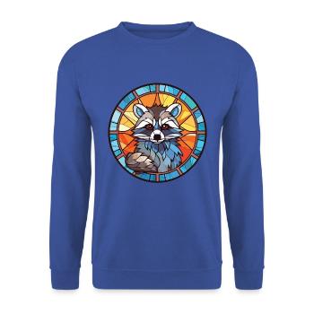 Waschbär Bunte Aquarell-Tierillustration - Unisex Pullover - Royalblau - Vorne - Alina (178cm) & Michal (187cm)