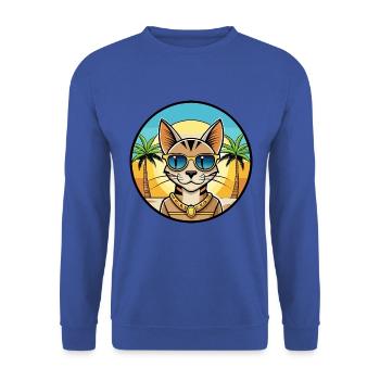 Arabische ägyptische Mau-Katzenrasse Cartoon-Sonnenbrille - Unisex Pullover - Royalblau - Vorne - Alina (178cm) & Michal (187cm)