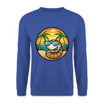 Schlange Lustige Cartoon Sommer Strand Sonnenbrille Cool - Unisex Pullover - Royalblau - Vorne - Alina (178cm) & Michal (187cm)