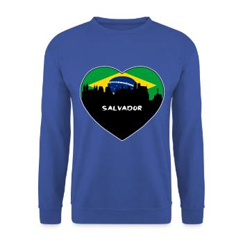 Salvador Brasilien Flagge Skyline Reise Souvenir - Unisex Pullover - Royalblau - Vorne - Alina (178cm) & Michal (187cm)