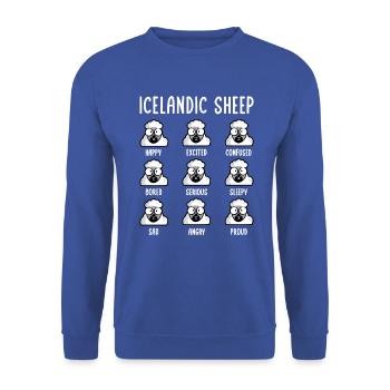 Island Schaf Emotionen Islandschaf Iceland - Unisex Pullover - Royalblau - Vorne - Alina (178cm) & Michal (187cm)