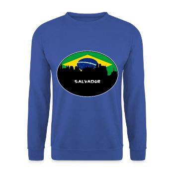 Salvador Brasilien Flagge Skyline Silhouette Reisen - Unisex Pullover - Royalblau - Vorne - Alina (178cm) & Michal (187cm)