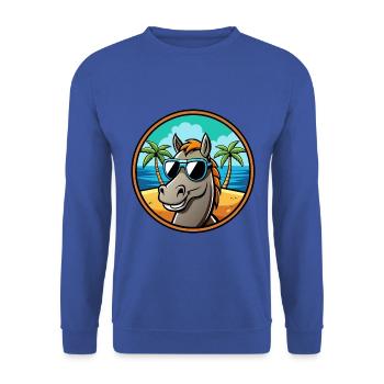 Cheval Drôle Dessin Animé Plage D’été Lunettes De Soleil Cool - Sweat-shirt Unisexe - bleu royal - Devant - Alina (178cm) & Michal (187cm)