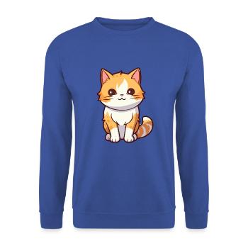 Katze niedliche Karikatur Kawaii Aquarell Tier Haustier - Unisex Pullover - Royalblau - Vorne - Alina (178cm) & Michal (187cm)