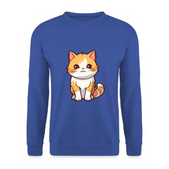 Katze niedliche Karikatur Kawaii Aquarell Tier Haustier - Unisex Pullover - Royalblau - Vorne - Alina (178cm) & Michal (187cm)