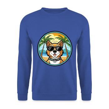 Cao De Castro Laboreiro Hunderasse Cartoon Strand - Unisex Pullover - Royalblau - Vorne - Alina (178cm) & Michal (187cm)