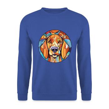 Austrealian Shephard Hunderasse buntes Aquarell - Unisex Pullover - Royalblau - Vorne - Alina (178cm) & Michal (187cm)