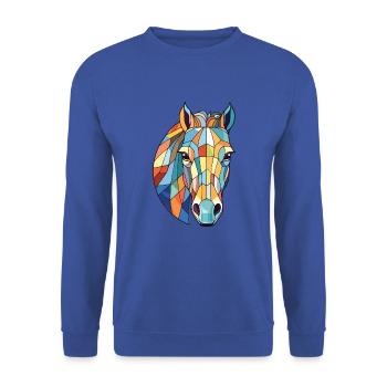 Pferd Buntes Aquarell Tier Haustier Illustration - Unisex Pullover - Royalblau - Vorne - Alina (178cm) & Michal (187cm)