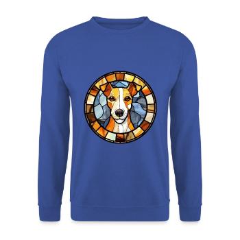 Chilenischer Foxterrier Hunderasse Buntglas Colorf - Unisex Pullover - Royalblau - Vorne - Alina (178cm) & Michal (187cm)